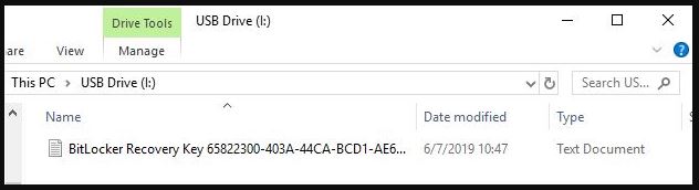 find BitLocker recovery key on a USB flash drive